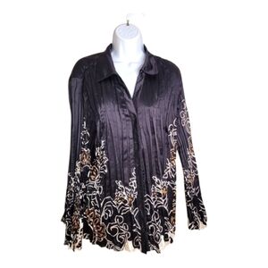 Lane Bryant Black & White Accordian Blouse Top 26 28